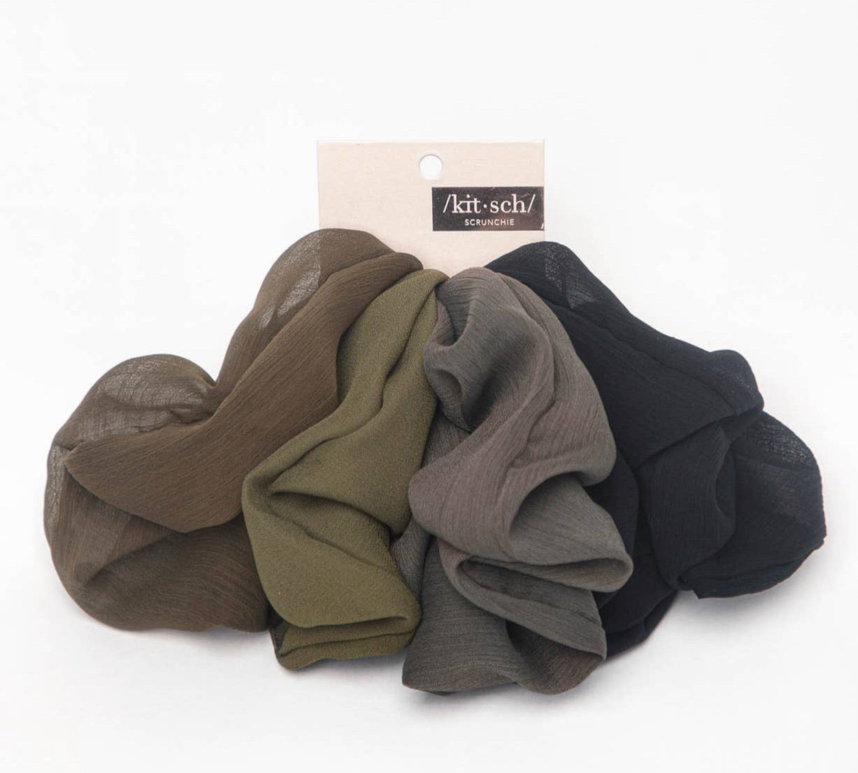 Crepe Scrunchies 5pc (moss)