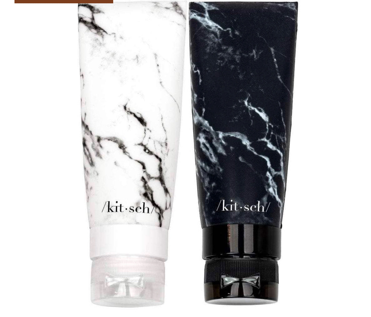 Refillable Bottle 2pc (black/white marble)