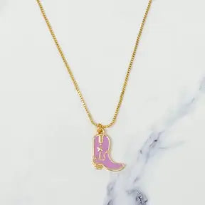 Cowgirl Boot Necklace(pink)
