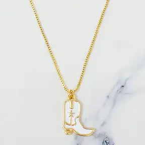Cowgirl Boot Necklace (white)