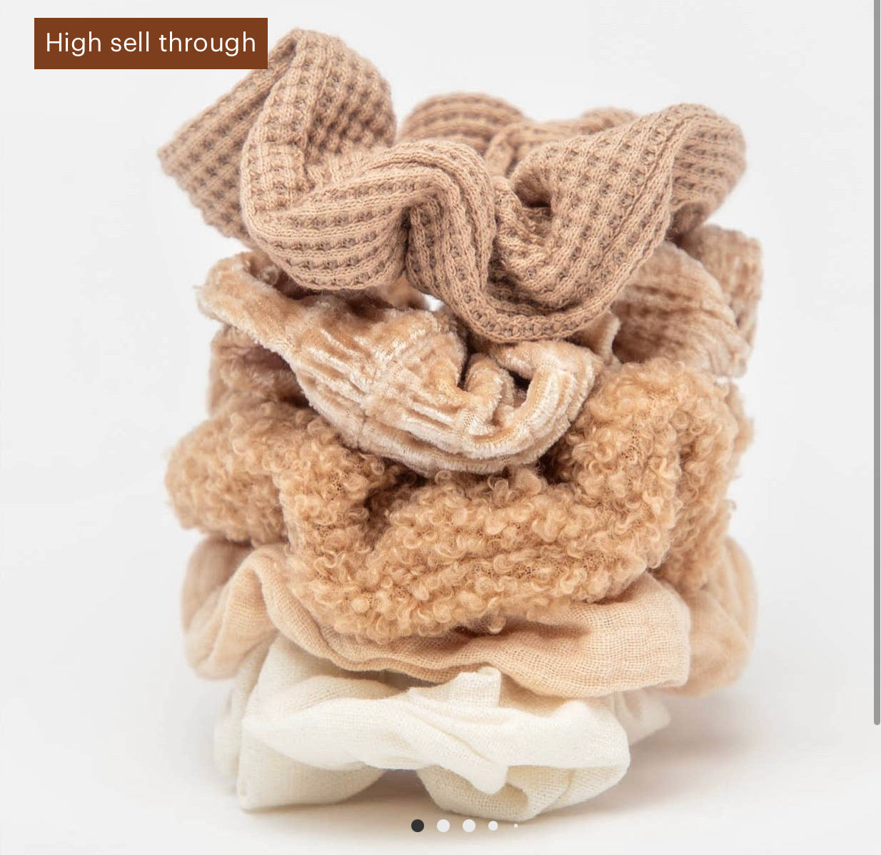Assorted Textured Scrunchies 5pc (sand)